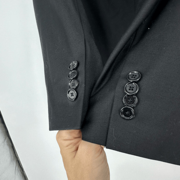 Indochino Mens Wool Newbury Sport Coat Blazer 44 Regular Black Two Buttons - Picture 9 of 14